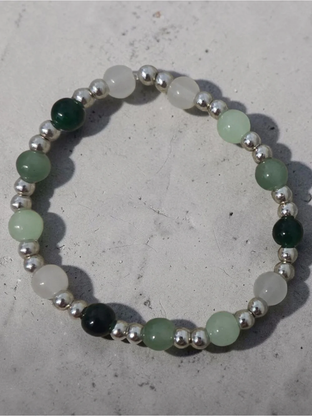 Green and White Beaded Stretch Bracelet - Women's Jewelry new